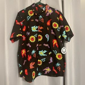 NWT Unique Neff Men's Black Casual Button-Down